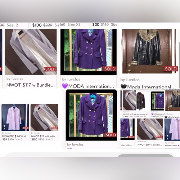 Moda International Wool Blend Purple Grey Plaid Tartan Winter Peacoat Women's XS - Picture 16 of 16